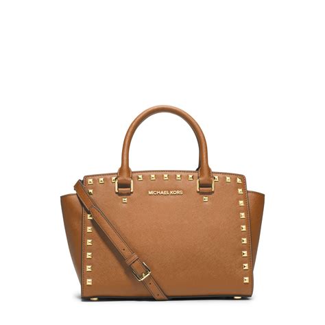 michael kors selma medium studded leather